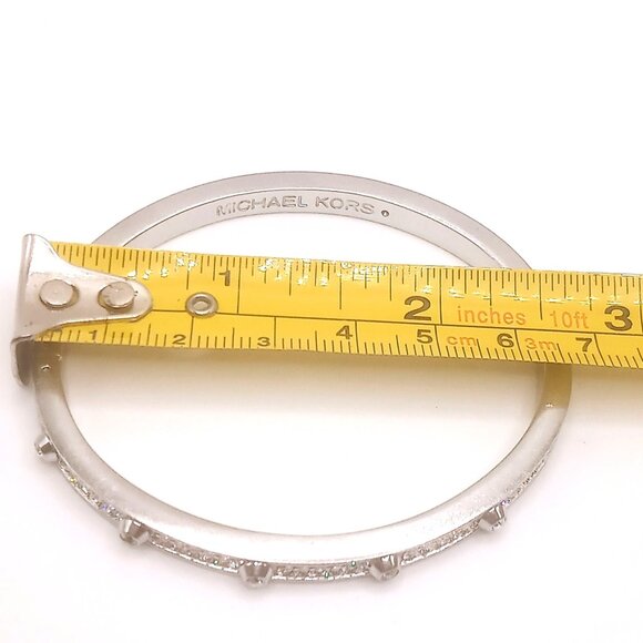 Michael Kors Bracelet Silver Tone Crystal Embellished Hinged Cuff Bangle 6 3/4" - Picture 11 of 12